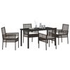 vidaXL Garten Essgruppe mit Kissen 5 pcs Braun Poly-Rattan