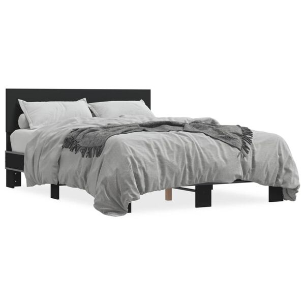vidaXL Bettgestell Schwarz 135x190 cm Holzwerkstoff und Metall