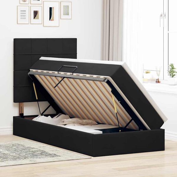 vidaXL Aufbewahrungsbett mit Matratze Schwarz 100 x 200 cm Samt