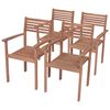 vidaXL Gartenst&uuml;hle 4 Stk. mit Beigen Kissen Massivholz Teak