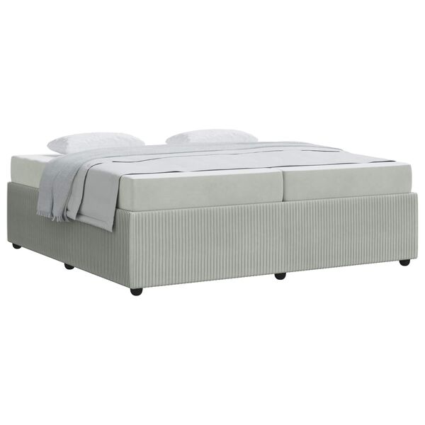 vidaXL Bettrahmen mit Matratze Hellgrau 200 x 200 cm Stoff