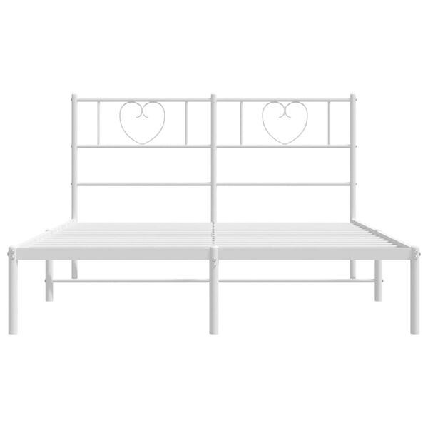 vidaXL Bettgestell mit Kopfteil Metall Wei&szlig; 140x200 cm