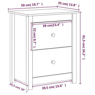 vidaXL Nachttisch 50x35x61,5 cm Massivholz Kiefer