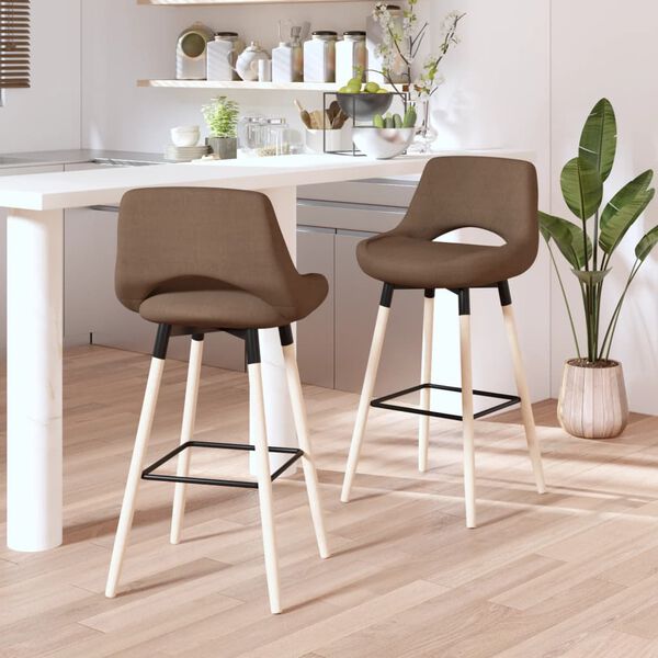 vidaXL Barhocker 2 Stk. Taupe Stoff