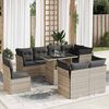 vidaXL 9-tlg. Garten-Sofagarnitur mit Kissen Hellgrau Poly Rattan