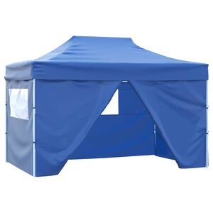 vidaXL Profi-Partyzelt Faltbar mit 4 Seitenw&auml;nden 3&times;4m Stahl Blau
