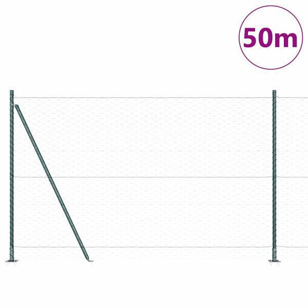 vidaXL Zaunpfosten Gr&uuml;n 50 x 1,4 m (50 mm Maschenweite) Stahl und PVC
