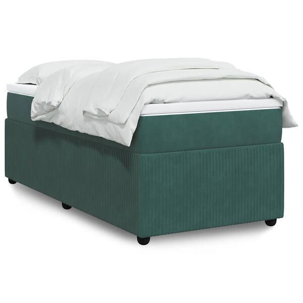 vidaXL Boxspringbett mit Matratze Dunkelgr&uuml;n 90x200 cm Samt