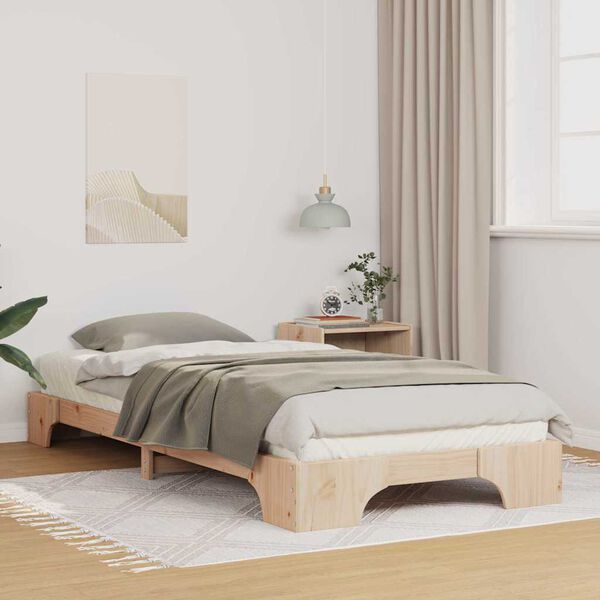 vidaXL Bettrahmen Braun 80 x 210 cm Massives Kiefernholz