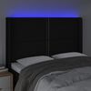 vidaXL LED Kopfteil Schwarz 147x16x118/128 cm Stoff