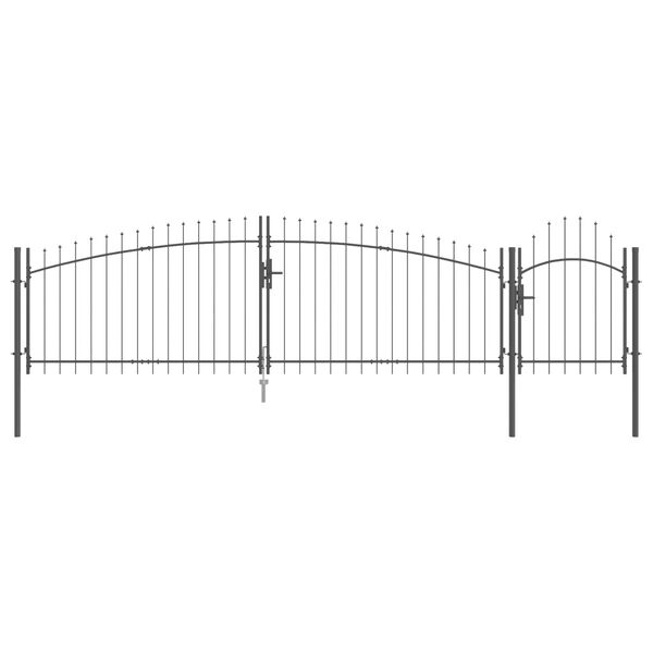 vidaXL Gartentor mit Schloss Grau 125 x 500 cm Stahl