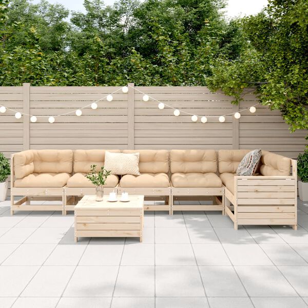 vidaXL 7-tlg. Garten-Sofagarnitur Massivholz Kiefer