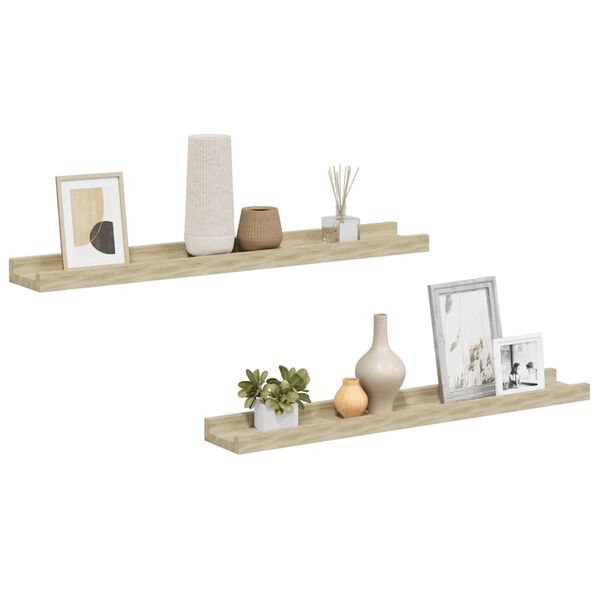 vidaXL Wandregale 2 Stk. Sonoma-Eiche 60 x 9 x 3 cm