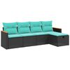 vidaXL 6-tlg. Garten-Sofagarnitur mit Kissen Grau Poly Rattan