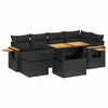vidaXL 7-tlg. Garten-Sofagarnitur mit Kissen Schwarz Poly Rattan
