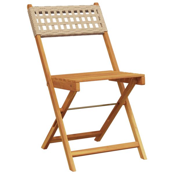 vidaXL Gartenst&uuml;hle 8 Stk. Klappbar Beige Poly Rattan & Massivholz