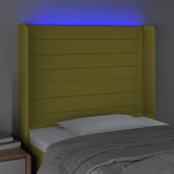 vidaXL LED Kopfteil Gr&uuml;n 83x16x118/128 cm Stoff