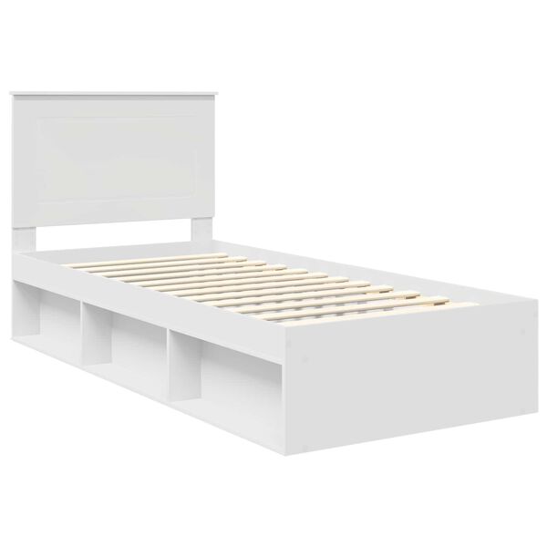 vidaXL Bettrahmen mit Kopfteil Wei&szlig; 100 x 200 cm Massives Kiefernholz