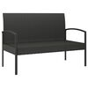 vidaXL Gartenbank mit Kissen Schwarz 105 cm Poly Rattan