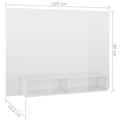 vidaXL TV-Wandschrank Hochglanz-Weiß 120x23,5x90 cm Holzwerkstoff