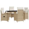 vidaXL Outdoortisch-Set 5 Stk. Beige und Cremewei&szlig; Poly-Rattan