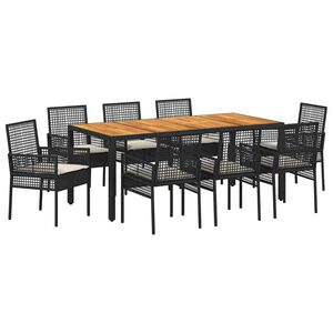 vidaXL Garten Essgruppe 9 stk. Schwarz Poly-Rattan