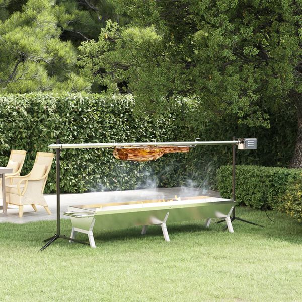 vidaXL Grill Silbern 158x42x31 cm Edelstahl