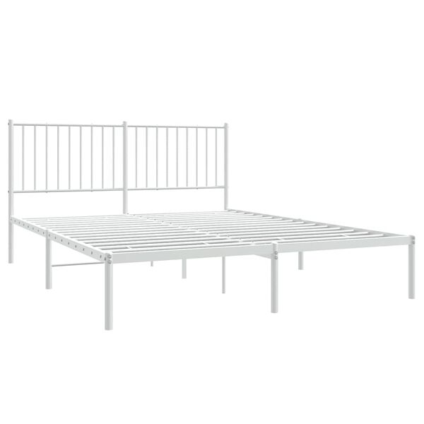 vidaXL Bettgestell mit Kopfteil Metall Wei&szlig; 160x200 cm