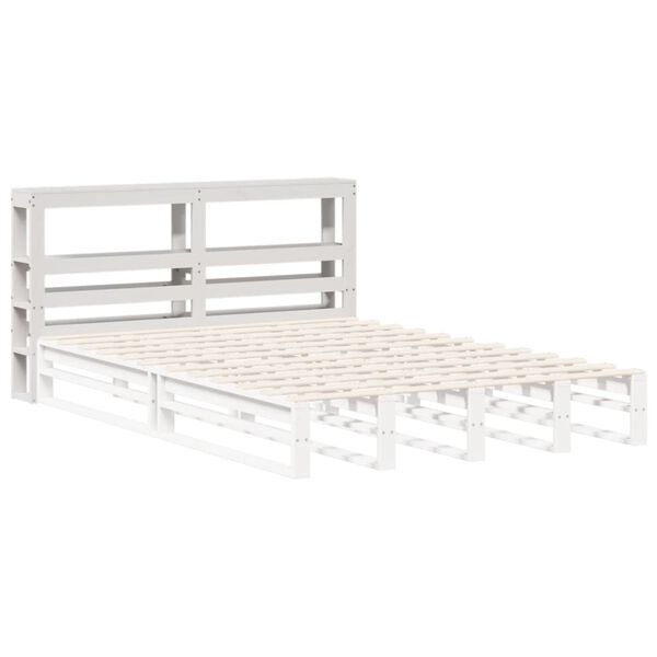 vidaXL Kopfteil mit Ablagen Wei&szlig; 120 cm Massivholz Kiefer