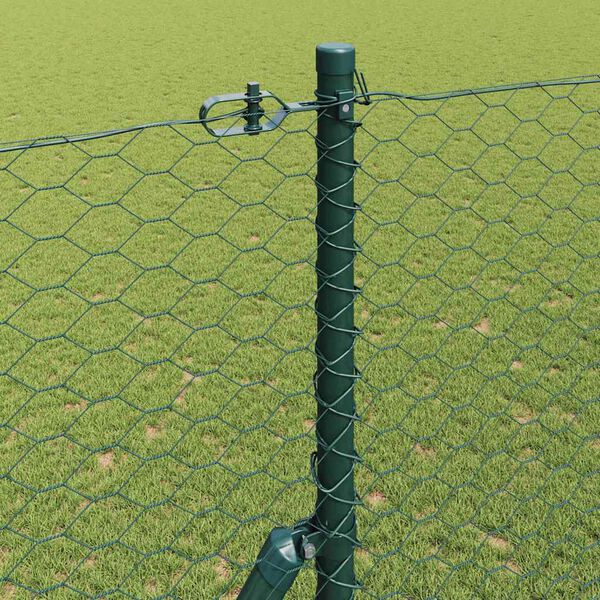 vidaXL Zaunpfosten Gr&uuml;n 25 x 1,5 m (36 mm Maschen) Stahl