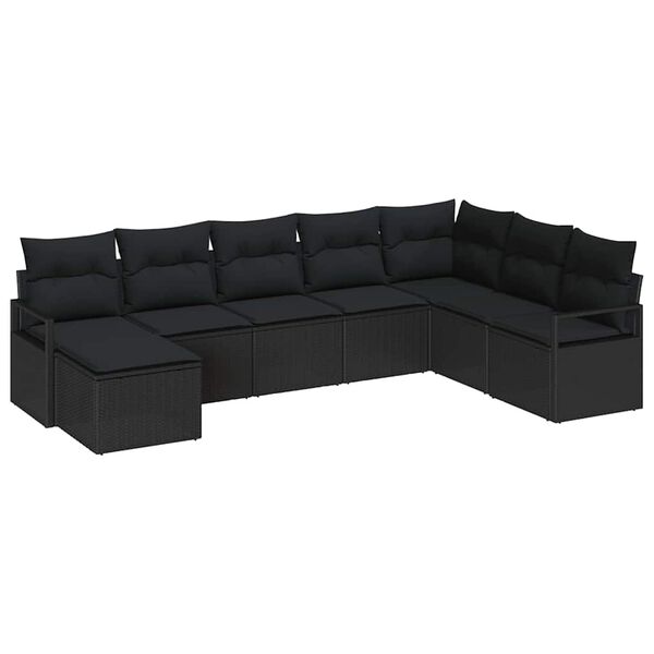 vidaXL Garten-Sofa-Set 8 pcs Schwarz Poly Rattan