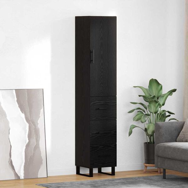 vidaXL Highboard Schwarz Eichen-Optik 34,5 x 34 x 180 cm Holzwerkstoff