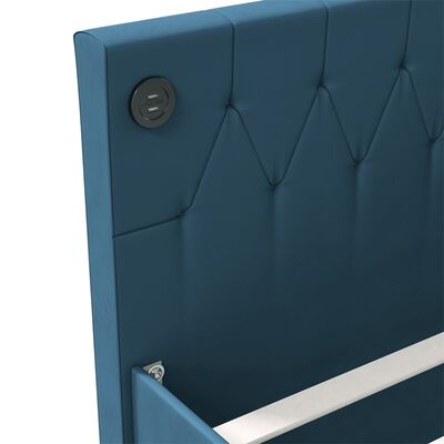 vidaXL Tagesbett mit Matratze USB Blau Samt 90x200 cm