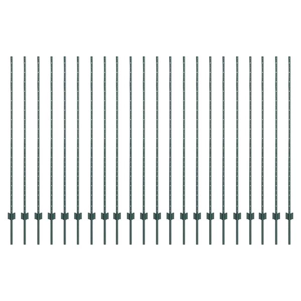 vidaXL Zaunpfosten 22 pcs Gr&uuml;n 200 cm Stahl