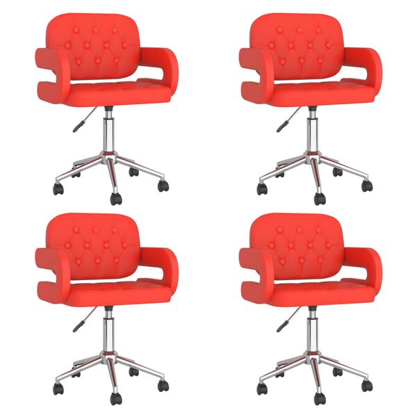 vidaXL Esszimmerst&uuml;hle 4 Stk. Drehbar Rot Kunstleder