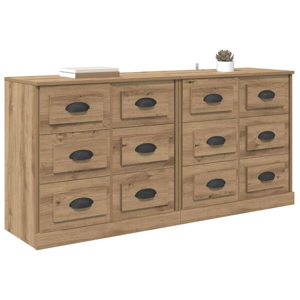 vidaXL Sideboards 2 pcs Artisan-Eiche 70 x 35,5 x 67,5 cm