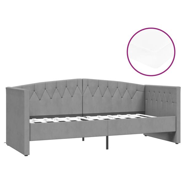vidaXL Tagesbett mit Matratze USB Hellgrau Samt 90x200 cm