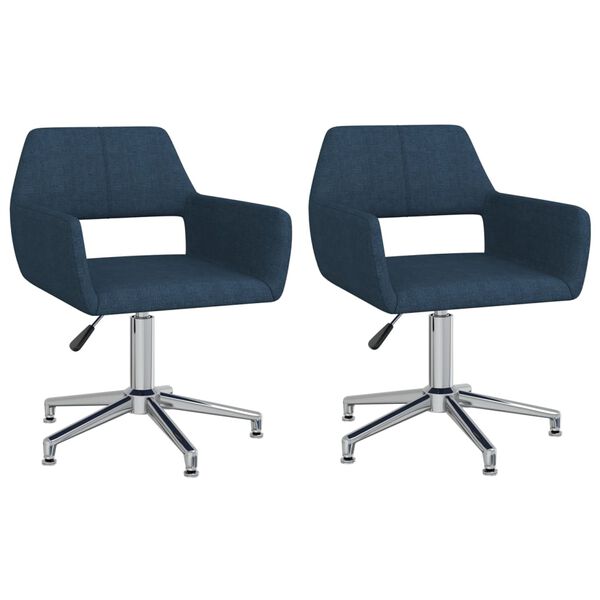 vidaXL Esszimmerst&uuml;hle 2 Stk. Drehbar Blau Stoff