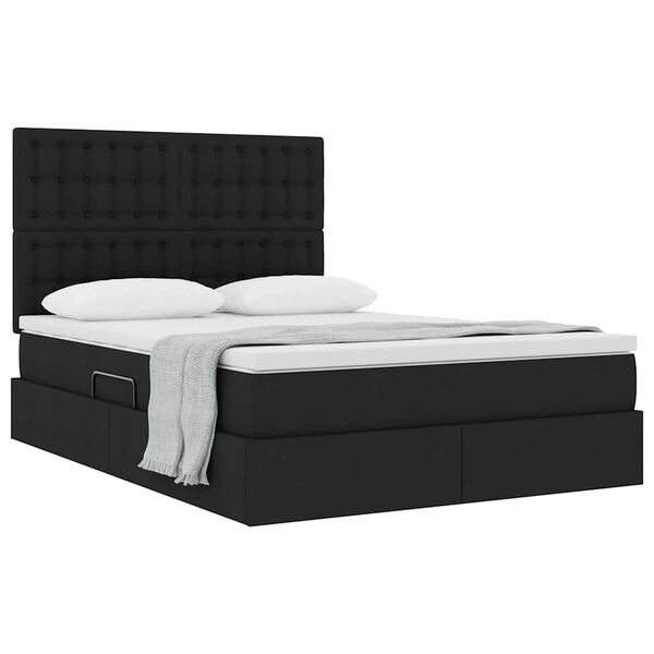 vidaXL Aufbewahrungsbett mit Matratze Schwarz 140 x 190 cm Polyester