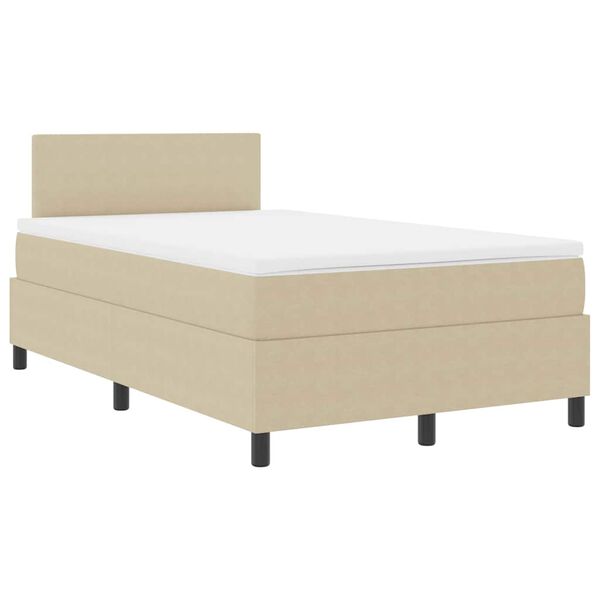 vidaXL LED Boxspringbett Hellgrau und Wei&szlig; 120 x 200 cm Cordstoff