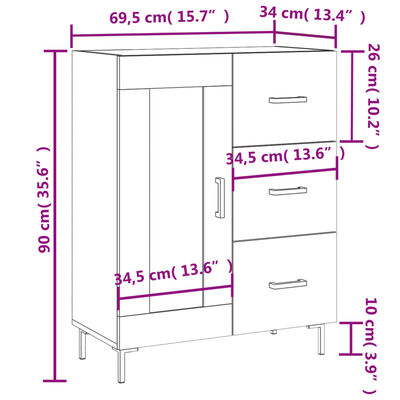 vidaXL Sideboard Betongrau 69,5x34x90 cm Holzwerkstoff