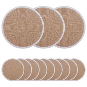 vidaXL Jute Platzsets 12 pcs Nat&uuml;rlich und Wei&szlig; &Oslash; 30 cm