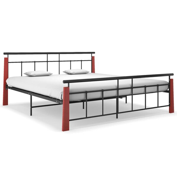 vidaXL Bettgestell Metall und Massivholz Eiche 180x200 cm