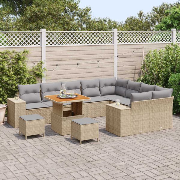 vidaXL Garten-Sofa-Set 12 pcs Beige Poly-Rattan