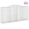 vidaXL Gabionen mit Hochbogen 12 Stk 300x50x140/160cm Verzinktes Eisen