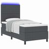 vidaXL LED Boxspringbett Dunkelgrau und Wei&szlig; 90 x 200 cm Cordstoff