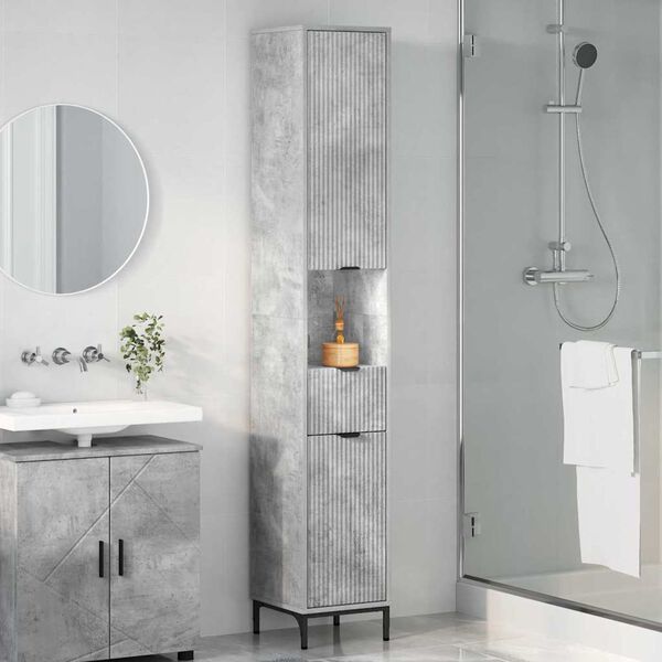 vidaXL Badezimmerschrank mit Schubladen Beton Grau 31,5 x 33 x 190 cm