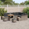 vidaXL Garten-Sofa-Set mit Kissen mit Speicher Grau Poly Rattan