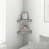 vidaXL Eck-Schweberegale 2 Stk. Hochglanz-Grau 25x25x3,8 cm MDF