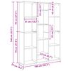 vidaXL Raumteiler Schwarz Eichen-Optik 100 x 24 x 140 cm Holzwerkstoff